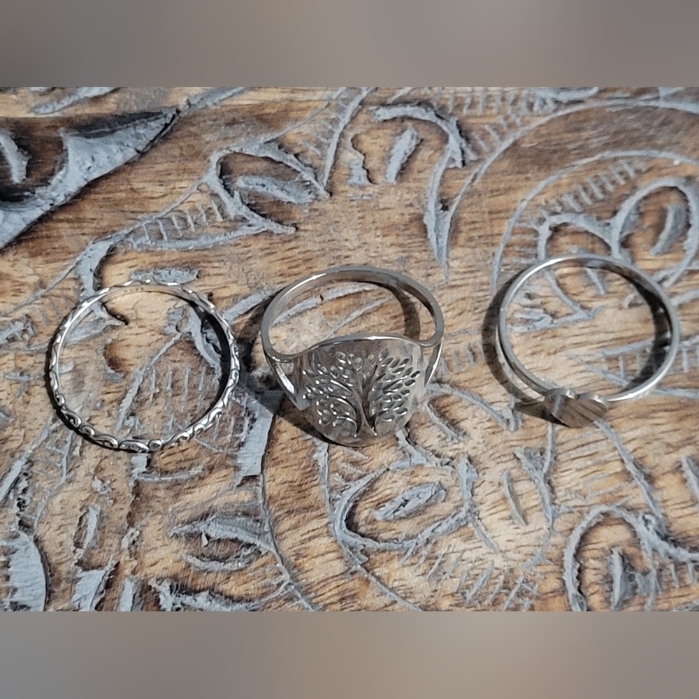 Ring Bundle! Sterling Silver & Stainless Steel Sizes 11 & 12 Vine Tree❤️ - Picture 2 of 6